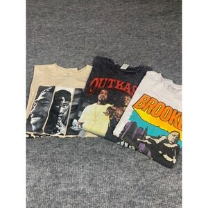 Lot of 3 T Shirts Adult Extra Large Outkast Tupac Notorious Big Rap Hip Hop Tees